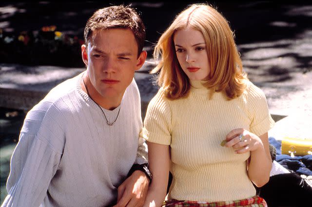 <p>Dimension Films/ Everett</p> Matthew Lillard and Rose McGowan in 1996's 'Scream'