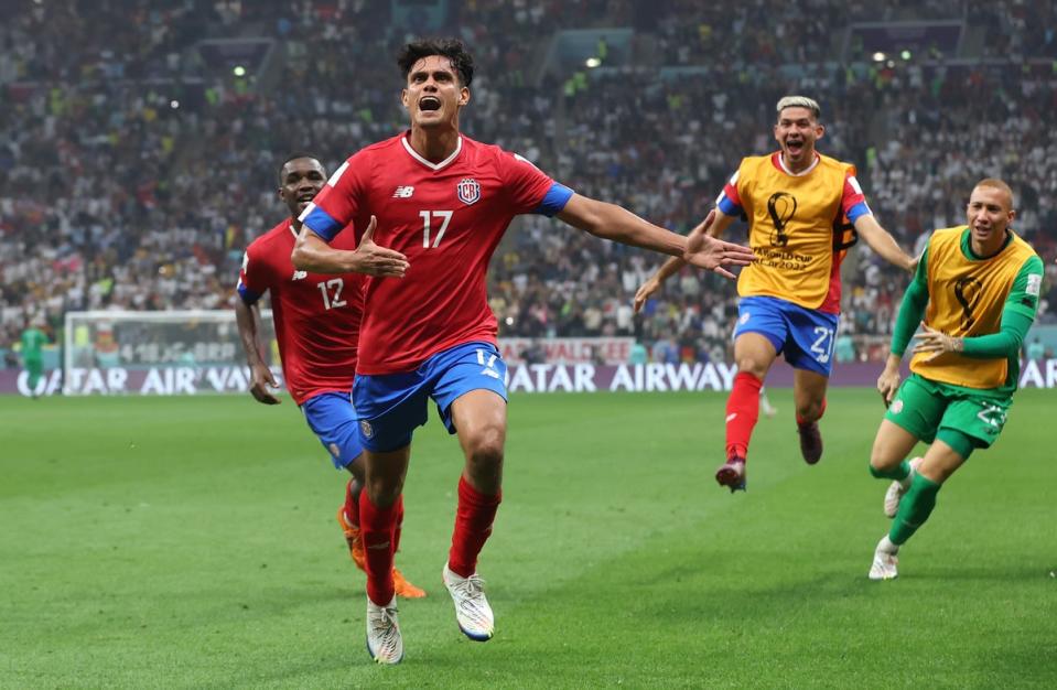 Yeltsin Tejeda celebrates scoring Costa Rica’s first goal of the night (Getty Images)