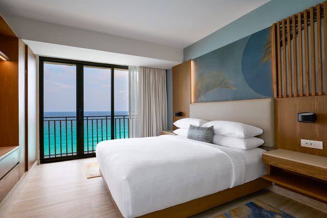 <p>Courtesy of Marriott Cancun, an All-Inclusive Resort</p> Interior of the Caribbean Suite at the Marriott Cancun, an All-Inclusive Resort