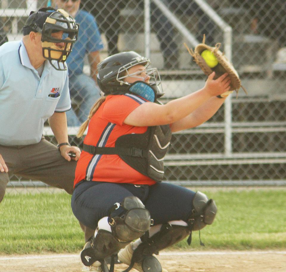 Pontiac catcher Rylee Zimmerman will be behind the plate when the Indians play in the state softball finals this weekend in Peoria.