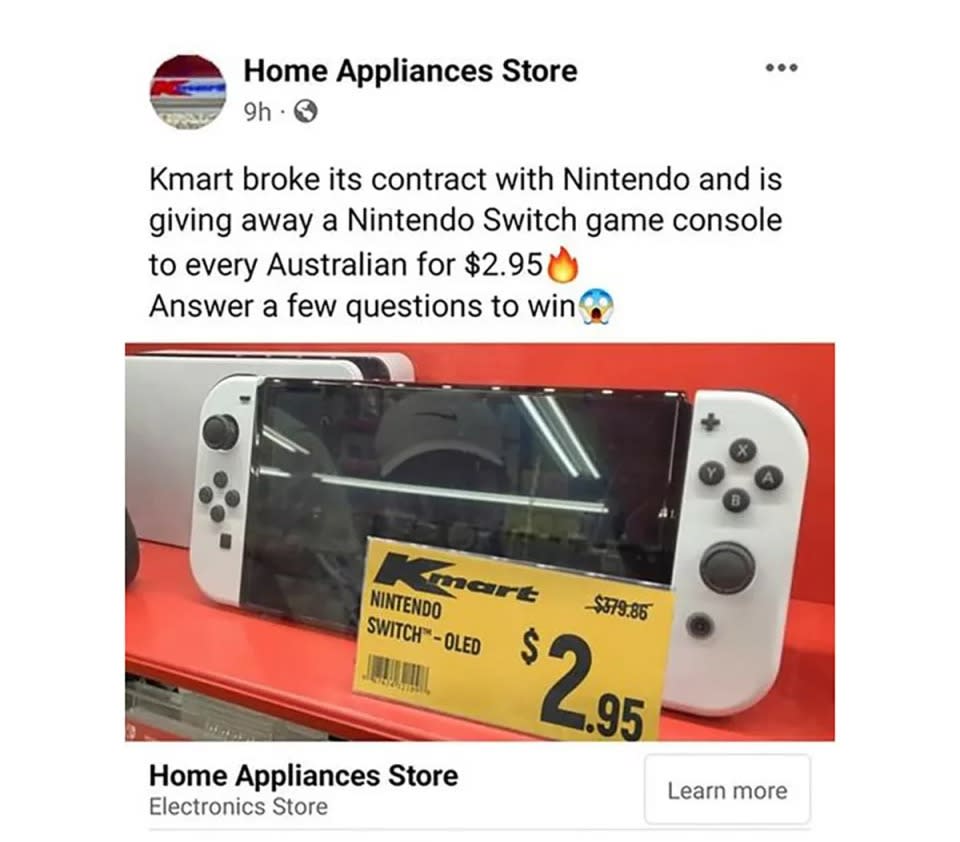 Kmart scam Facebook post