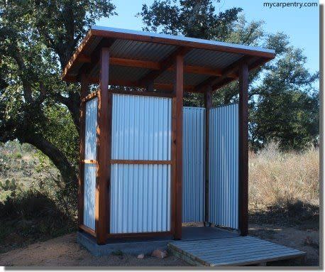 outdoor showers corrugated metal