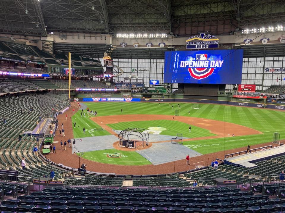 Brewers executive Jason Hartlund is hopeful that the Brewers' new scoreboard, one of the largest in Major League Baseball, may appeal to promoters when staging shows at American Family Field. The George Strait show used the team's scoreboard last year.