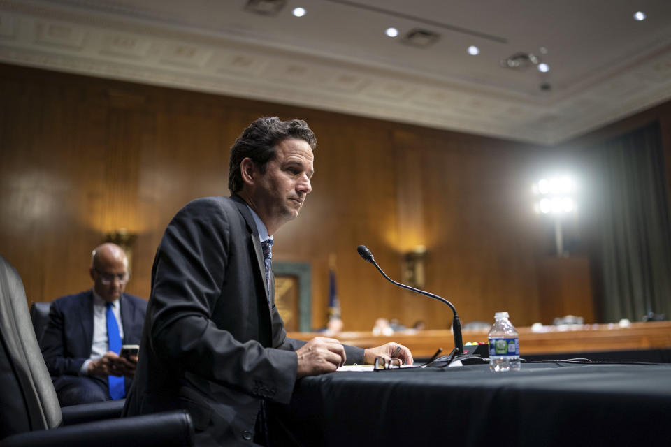 Sen. Brian Schatz, D-Hawaii, speaks during a Senate Foreign Relations committee hearing on the Fiscal Year 2023 Budget in Washington, Tuesday, April 26, 2022. (Al Drago/Pool Photo via AP)