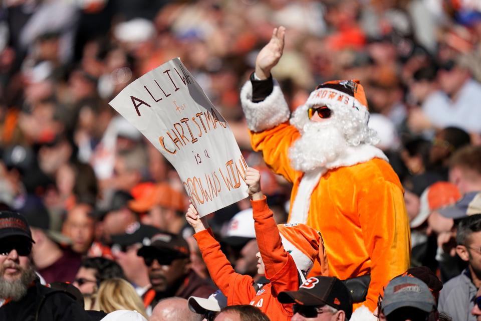 Week 9: A fans holds up a sign during the first half of the game between the Cincinnati Bengals and the Cleveland Browns.