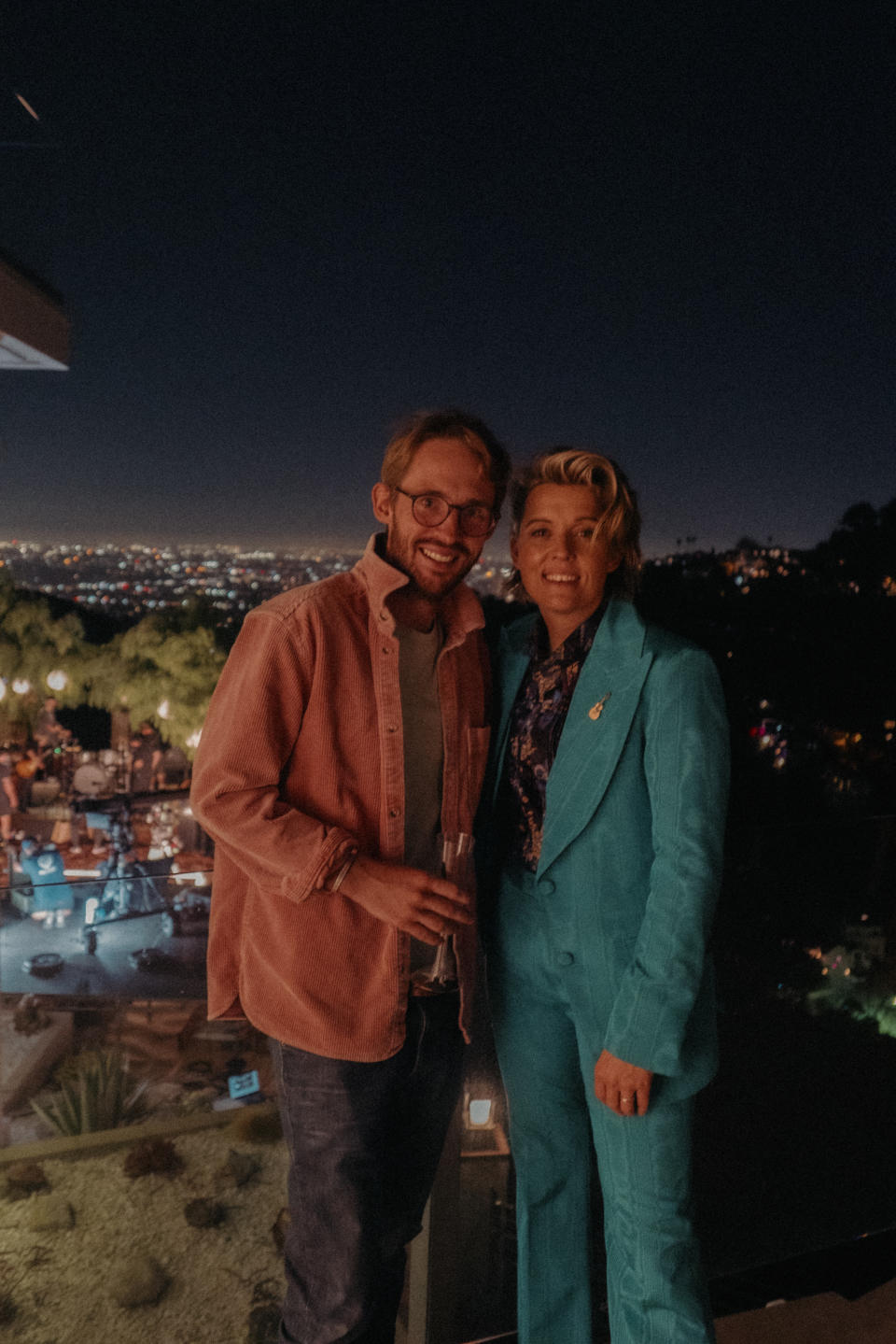 Director Sam Wrench and Brandi Carlile pose at the Ross House after the completion of their IMAX concert presentation from Laurel Canyon (Photo: Jade Ehlers)