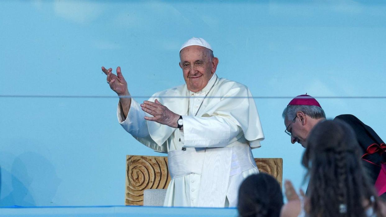 PHOTO: Pope Francis attends the Stations of the Cross with young people on Meeting Hill at Parque Eduardo VII in Lisbon, August 4, 2023. MIGUEL A. LOPES/Pool via REUTERS (Miguel A. Lopes/Pool via Reuters)