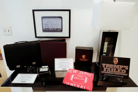 Memorabilia from different points in Republican U.S. presidential candidate Donald Trump's business life are displayed at The Trump Museum near the Republican National Convention in Cleveland, Ohio, U.S., July 19, 2016. REUTERS/Lucas Jackson