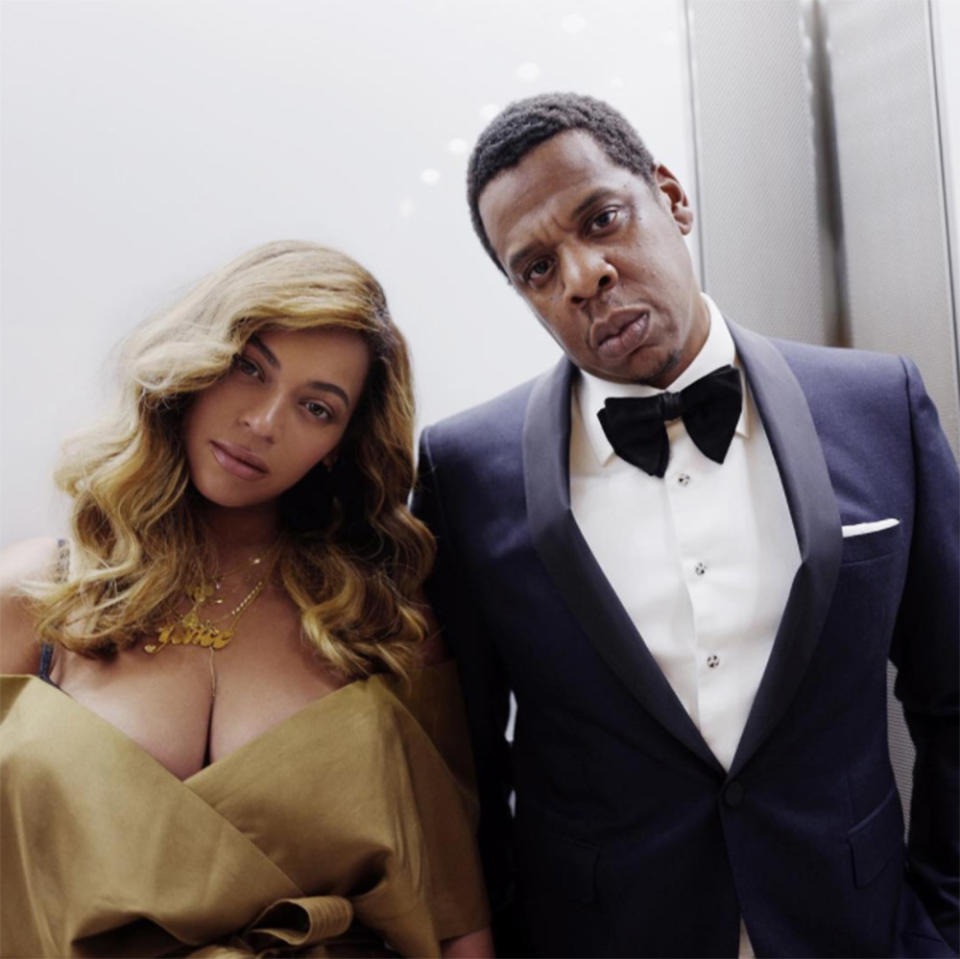 <p>Eyes up here! Bey shared a photo from her date night with hubby Jay-Z. The parents of three proved they clean up well — as if there was any doubt — as they took the Big Apple by storm. (Photo: Beyoncé via Instagram) </p>