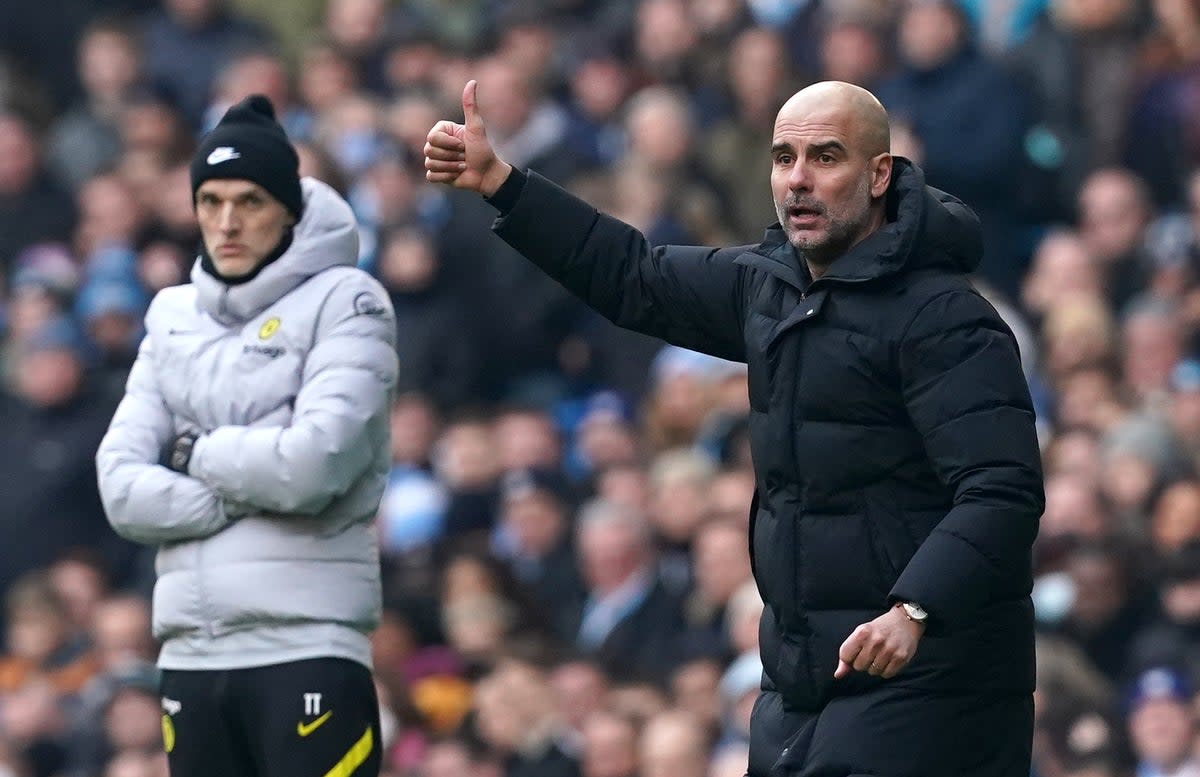 Pep Guardiola’s Manchester City and Thomas Tuchel’s Chelsea will clash in the Carabao Cup (Martin Rickett/PA) (PA Archive)