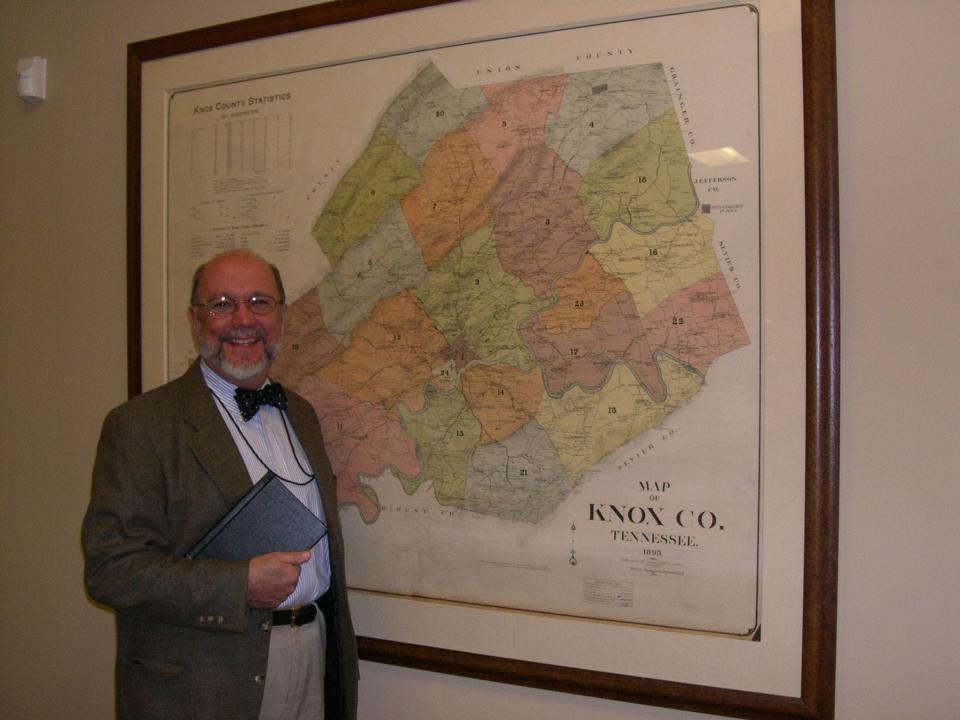 Steve Cotham pictured in front of a map of Knox County