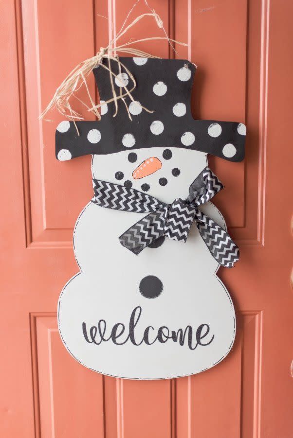 diy christmas door decorations snowman welcome sign