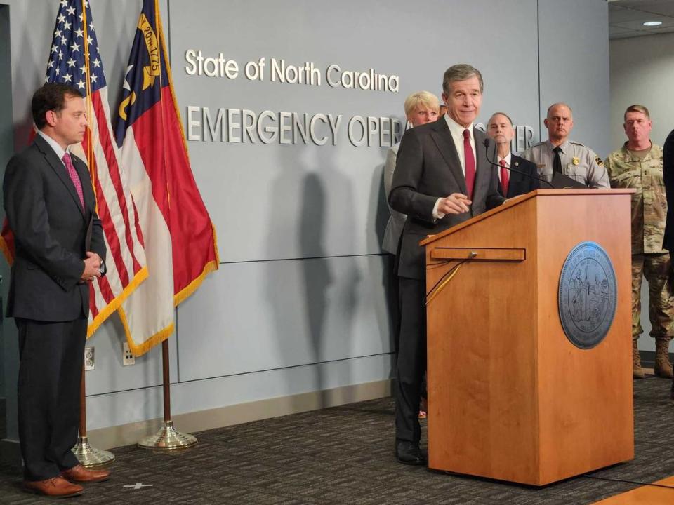 North Carolina Gov. Roy Cooper urged residents to “just batten down the hatches for a little while” as the remnants of Hurricane Idalia moved north toward the state Wednesday afternoon.