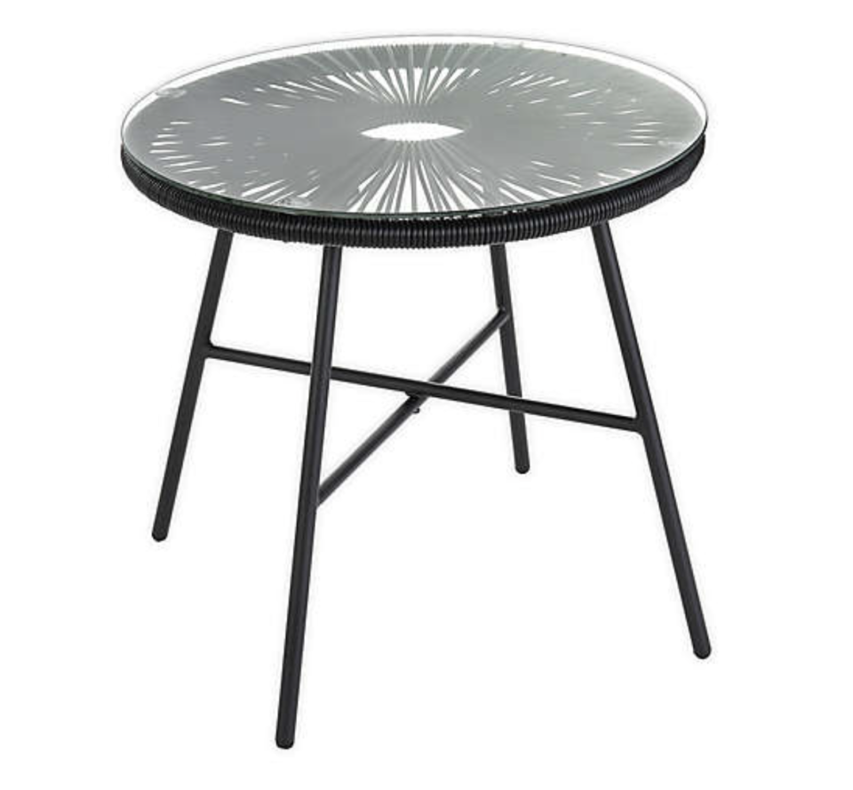 Destination Summer Round Wicker Patio Side Table in Black (Photo via Bed Bath & Beyond)