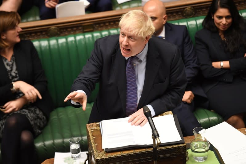 Britain's Prime Minister Boris Johnson is seen at the House of Commons in London