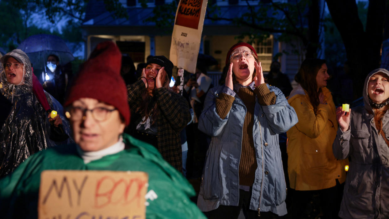 Demonstrators in support of reproductive rights. 