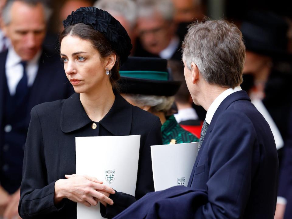 Rose Hanbury, Marchioness of Cholmondeley, and David Cholmondeley, 7th Marquess of Cholmondeley at Westminster Abbey on March 29, 2022.