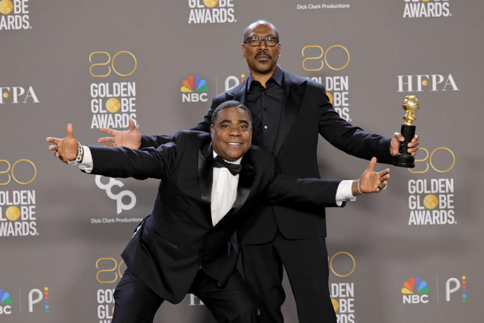 eddie at the golden globes with tracy morgan