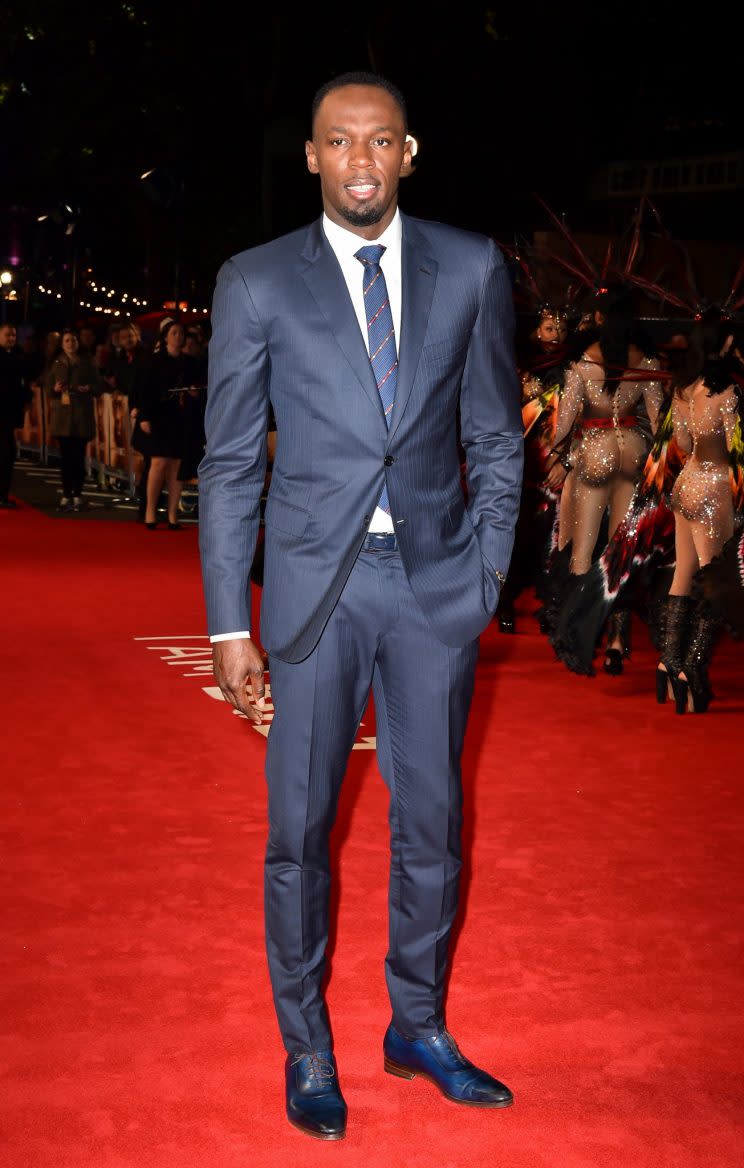 Usain attended the world premiere of his new documentary 'I Am Bolt' in London's Leicester Square (PA)
