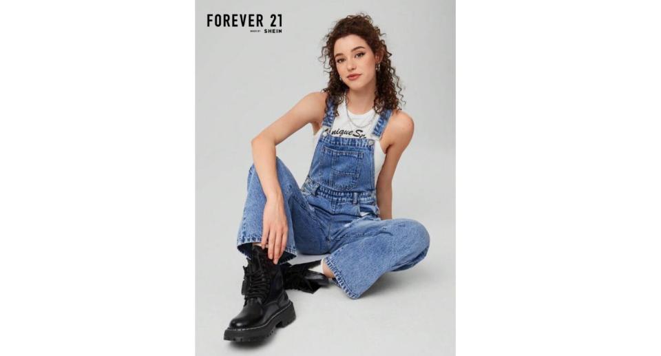 Forever 21 Denim Suspender Jeans