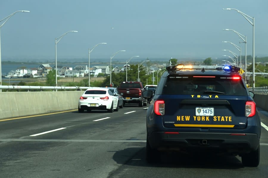 Interagency vehicle interdiction operation at the Cross Bay Veterans Memorial Bridge on Wednesday, May 8, 2024. TBTA. (Marc A. Hermann / MTA)