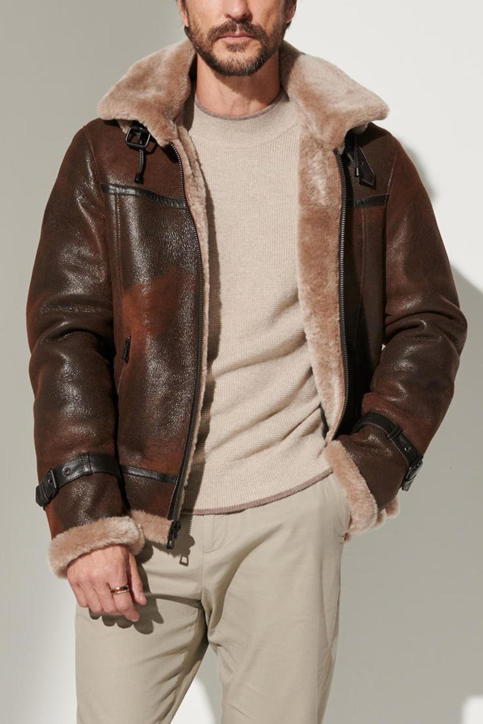 <p><a href="https://go.redirectingat.com?id=74968X1596630&url=https%3A%2F%2Fwww.overland.com%2Fproducts%2Fclassic-burnt-cognac-edition-sheepskin-b-3-bomber-jacket-16146&sref=https%3A%2F%2Fwww.elle.com%2Ffashion%2Fshopping%2Fg45642625%2Fcool-jackets-for-men%2F" rel="nofollow noopener" target="_blank" data-ylk="slk:Shop Now;elm:context_link;itc:0;sec:content-canvas" class="link ">Shop Now</a></p><p>Classic Burnt Cognac Edition Sheepskin B-3 Bomber Jacket</p><p>overland.com</p><p>$895.00</p><span class="copyright">Courtesy of retailers</span>
