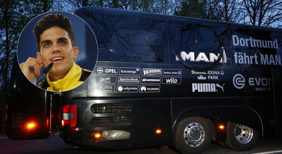 Dortmund player Marc Bartra (inset) was injured in the attack