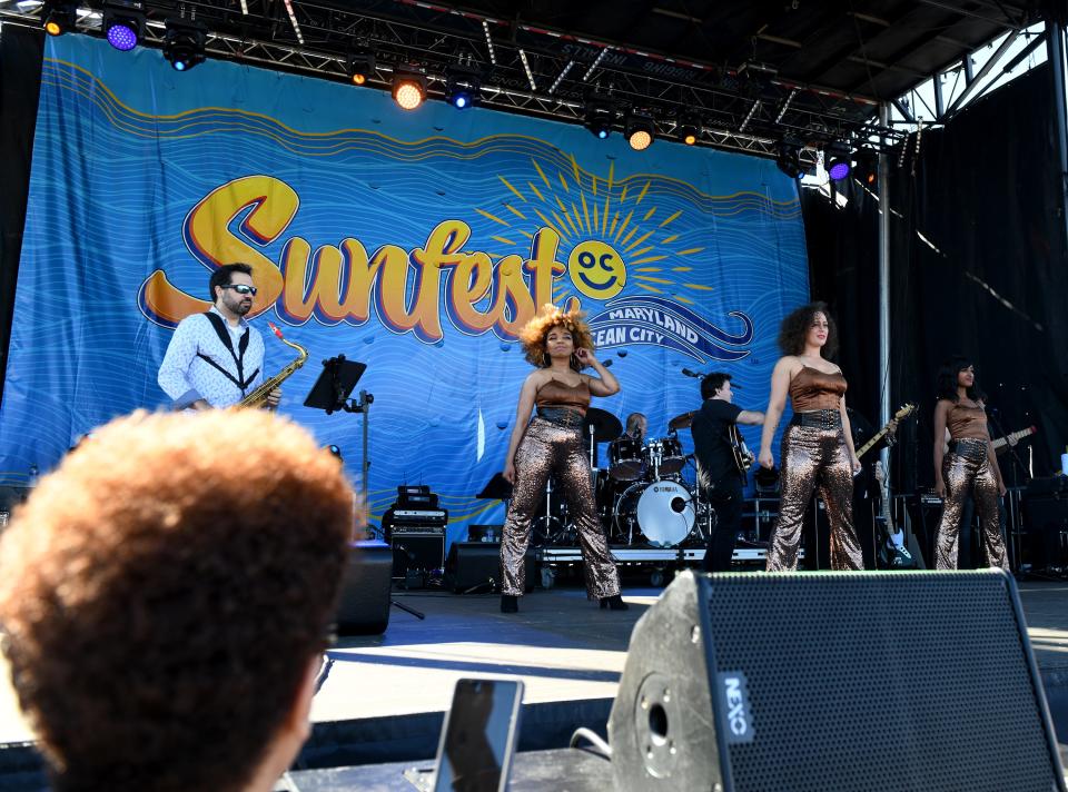 Forever Tina performs on the Beach Stage at Sunfest Thursday, Oct. 19, 2023, in Ocean City, Maryland.