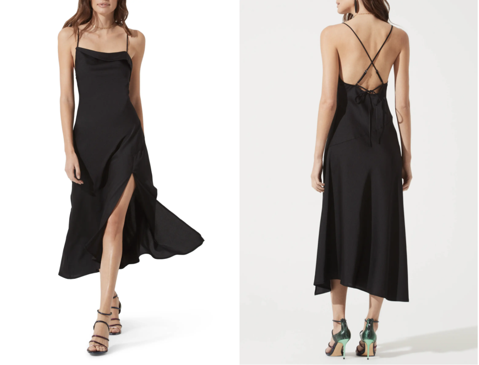 Nordstrom ASTR The Label Cowl Slip Midi Dress in Black (Photo via Nordstrom)