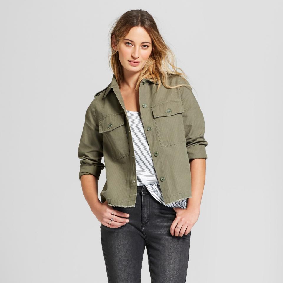 <p><a rel="nofollow noopener" href="https://www.target.com/p/women-s-military-jacket-universal-thread-153-olive/-/A-53174335#lnk=sametab" target="_blank" data-ylk="slk:Military Jacket, $28;elm:context_link;itc:0;sec:content-canvas" class="link ">Military Jacket, $28</a></p> <h4>Target</h4>