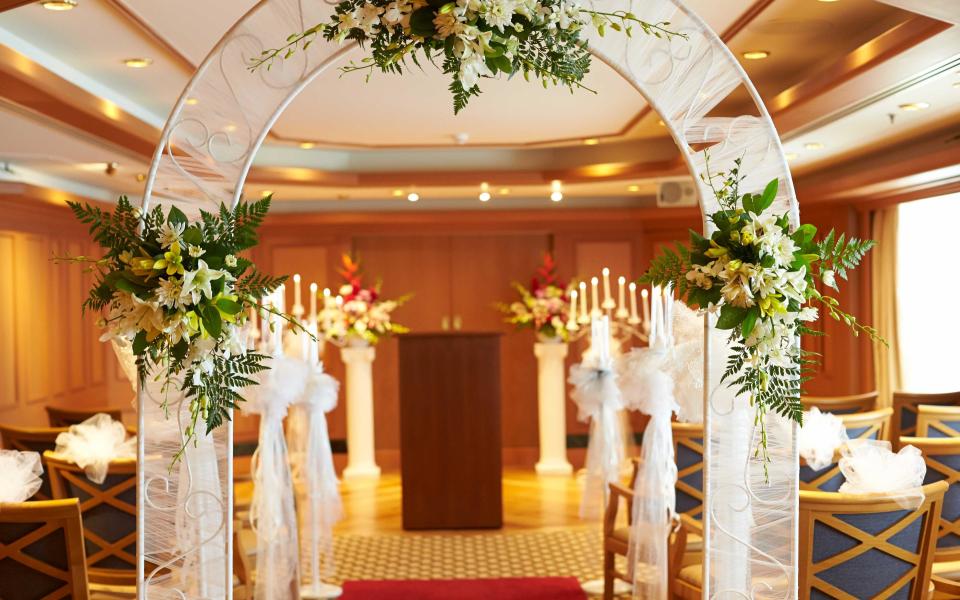 Decorated wedding chapel on board cruise ship - Princess Cruises