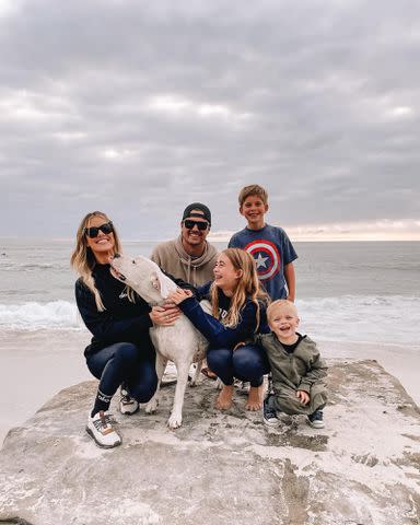 <p>Christina Hall Instagram</p> Christina Hall and Joah Hall with kids Taylor El Moussa, Brayden El Moussa, and Hudson Anstead.