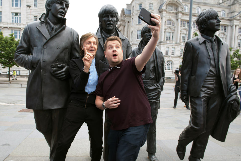 Paul McCartney and James Corden