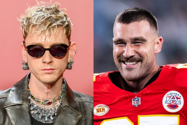 MGK kelce MGK kelce.jpg - Credit: Gilbert Flores/Variety/Getty Images; Dustin Satloff/Getty Images