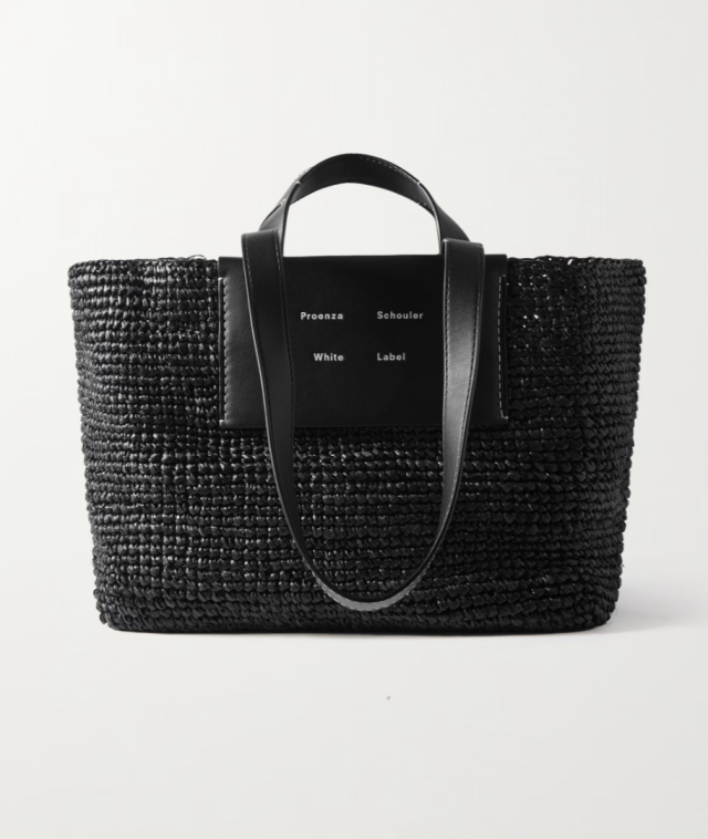 Hereu Castell Leather And Raffia Tote Bag in Black