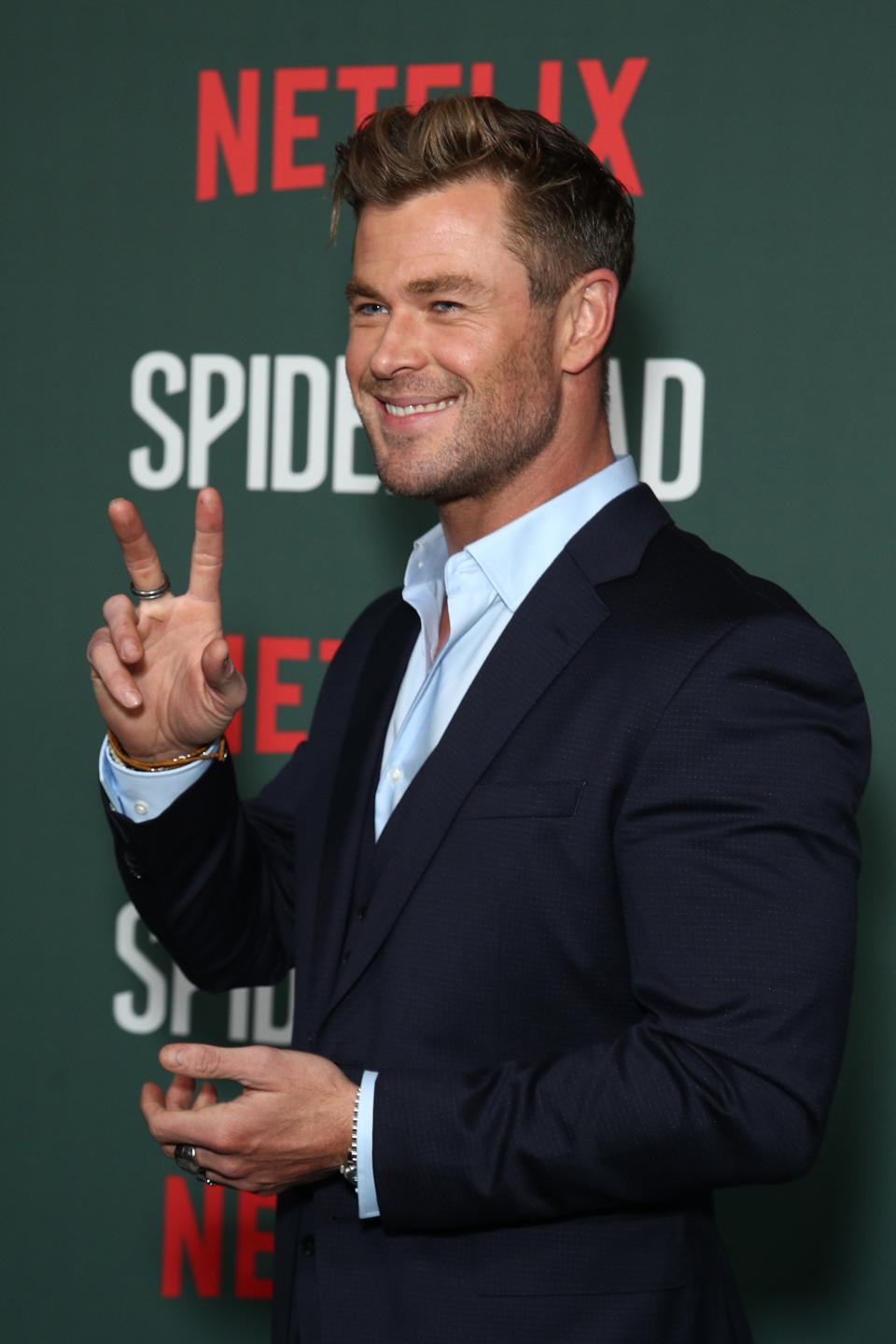 Chris Hemsworth arrives at the red carpet screening of "Spiderhead" at The Entertainment Quarter on June 11, 2022