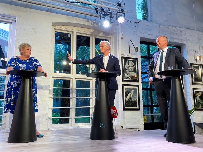 The three candidates to become Norway's next prime minister attend a debate in Oslo