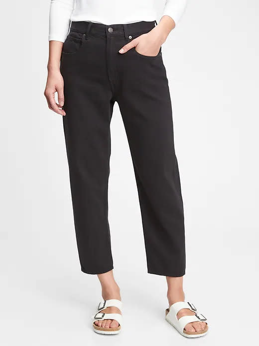 High Rise Barrel Jeans in black. Image via Gap.