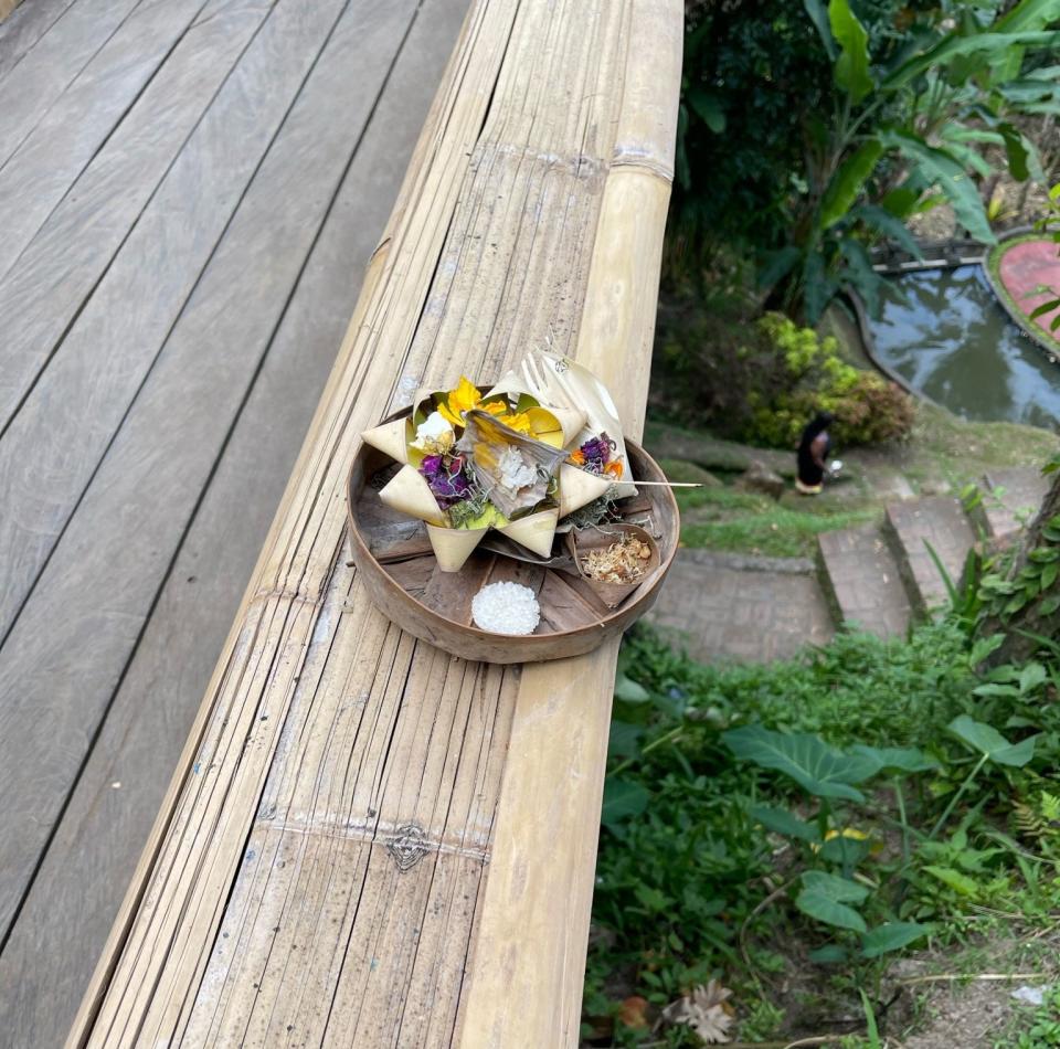 a "Canang Sari" or Balinese offering for the Gods