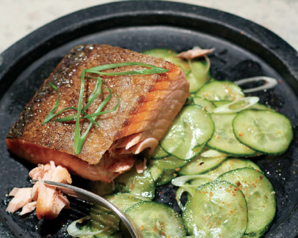 Seared Salmon with Cucumber Salad