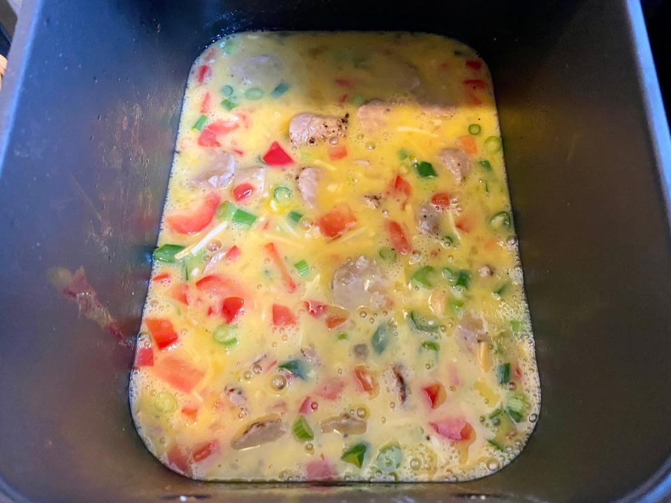 egg mix for frittata in air fryer basket