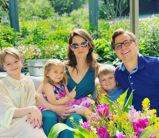 <p>Chris Hayes Instagram</p> Kate Shaw and Chris Hayes with their three children.