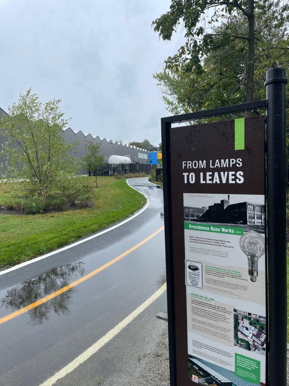 Officials celebrated the completion of another section of the network of biking and walking trails across Providence with a ribbon-cutting Monday for a multi-use path along the Woonasquatucket River behind the Gotham Greens greenhouse on Harris Avenue.