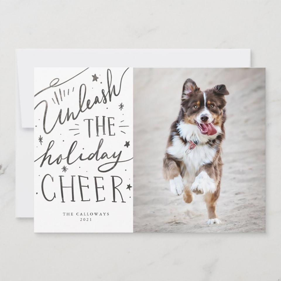 Product photo of a Unleash The Cheer Dog Photo Christmas Holiday Card