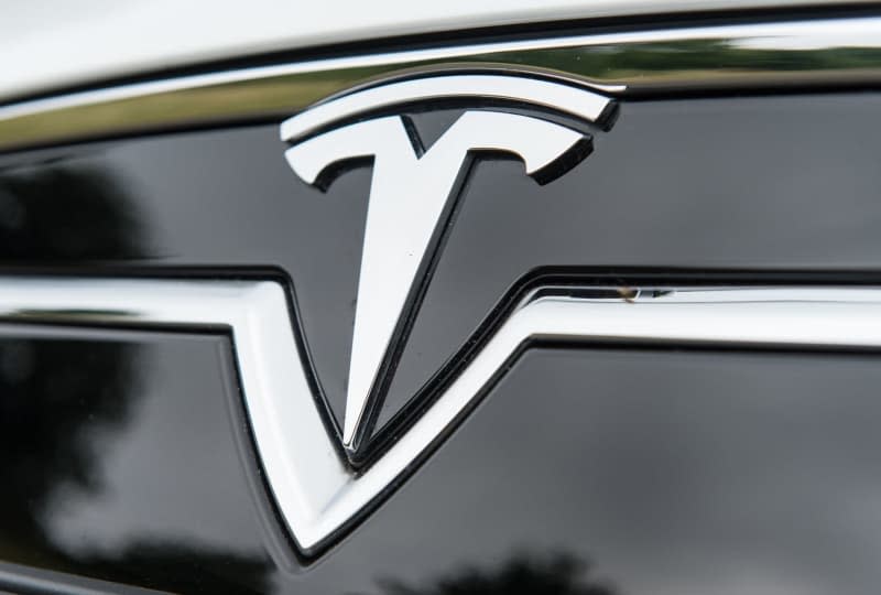 The logo of Tesla electric vehicle company is pictured on a vehicle. Patrick Seeger/Deutsche Presse-Agentur GmbH/dpa