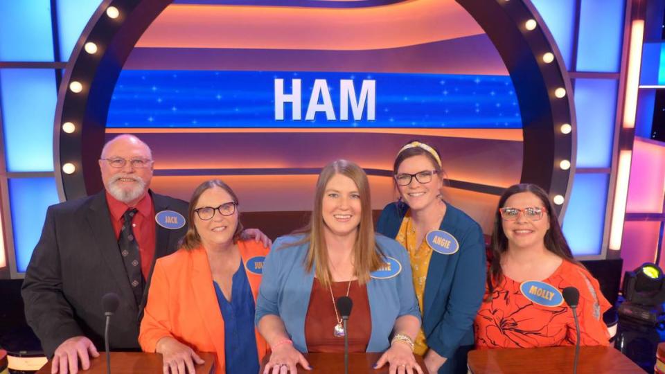 A Tri-Cities family will appear on Family Feud. Shown are Jack Ham, Julie Froehlich, Katie Froehlich, Angie Ham Gehlen and Molly Formo.