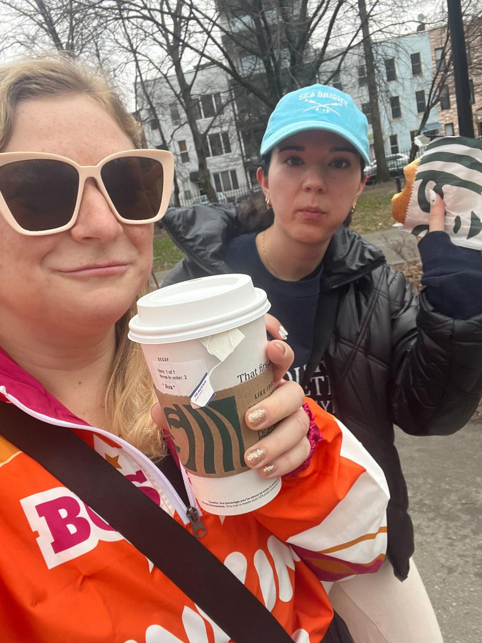 Drinking Starbz in a Dunkin' suit. (Courtesy Odeya Pinkus)