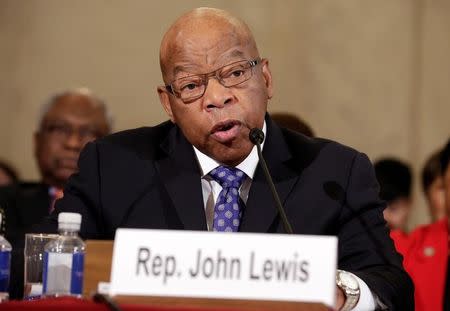 Rep. John Lewis (D-GA) testifies to the Senate Judiciary Committee during the second day of confirmation hearings on Senator Jeff Sessions' (R-AL) nomination to be U.S. attorney general in Washington, U.S., January 11, 2017. REUTERS/Joshua Roberts/File Photo