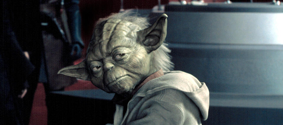 Yoda stares at someone