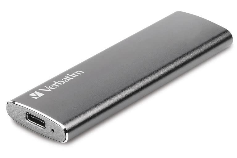 Un SSD externo de Verbatim, con conector USB-C